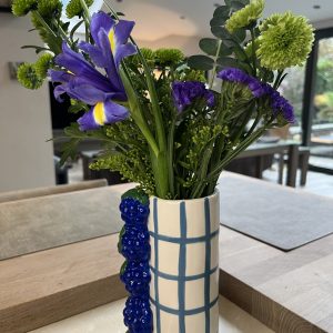 Grapes Blue Stoneware Vase